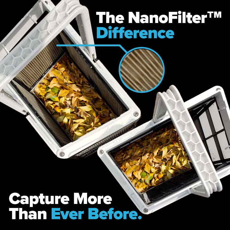 The debris a NanoFilter captures compared with a standard filter