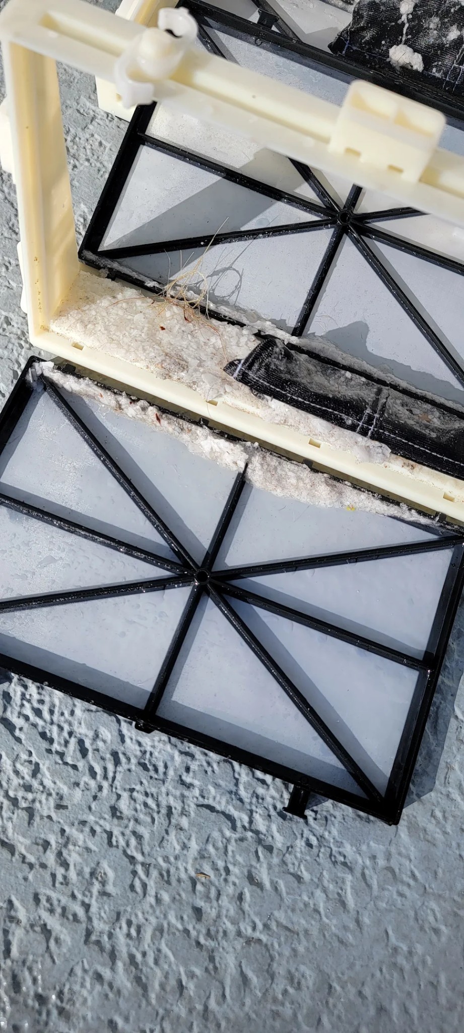 Close up of pool robot filter panels